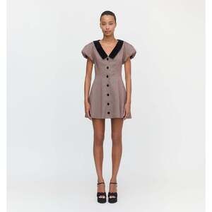 Hill House The Samantha Dress - Burgundy Holmes Houndstooth Size XS Burgundy